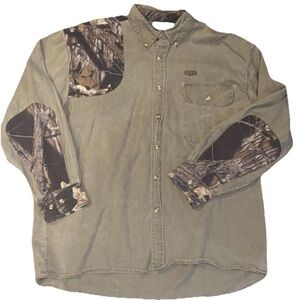 Vintage Men's Green Shirt Jacket with Camouflage Accents